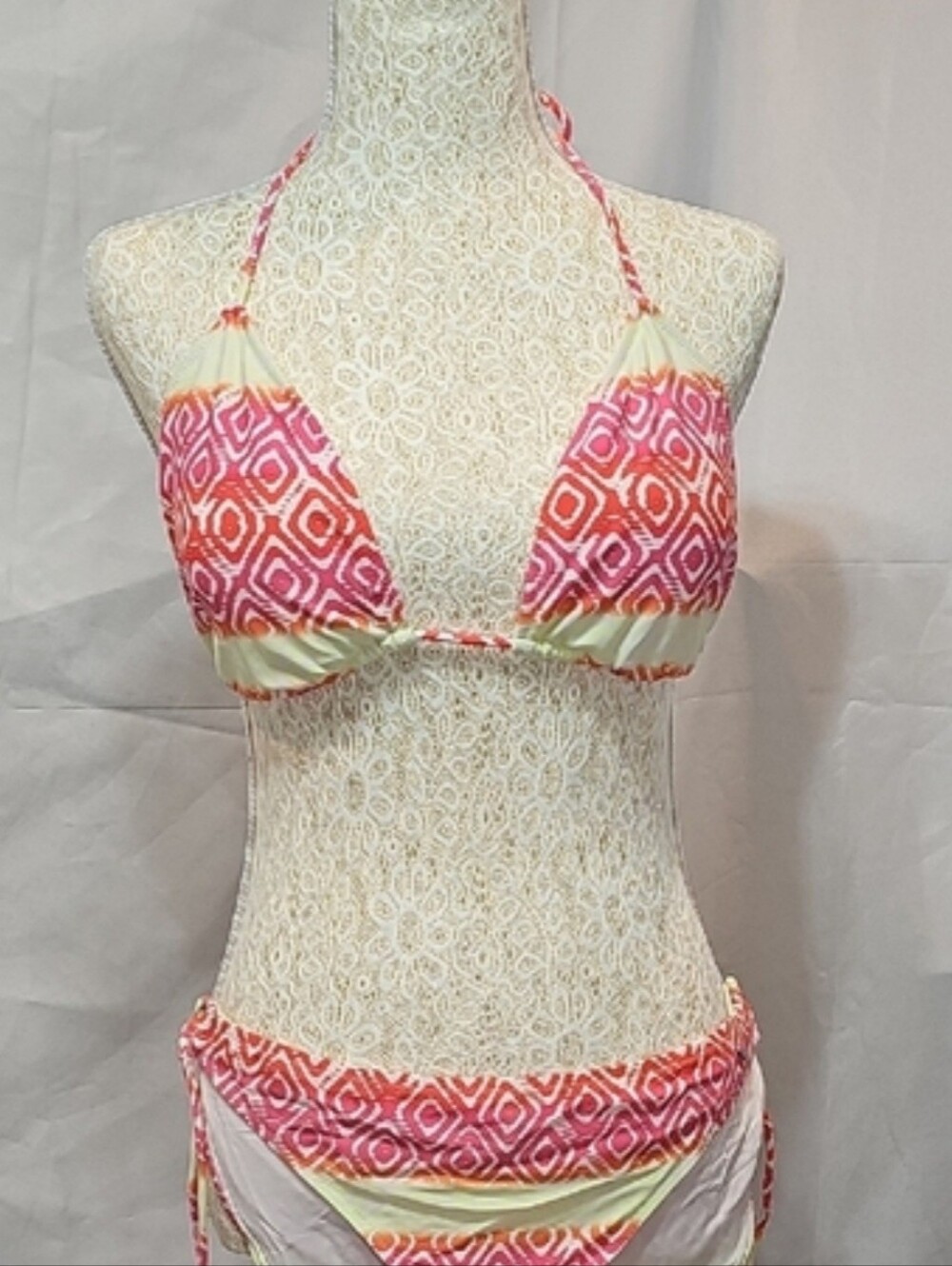 Lilly Pulitzer Pink and Orange Printed Halter Bikini Top